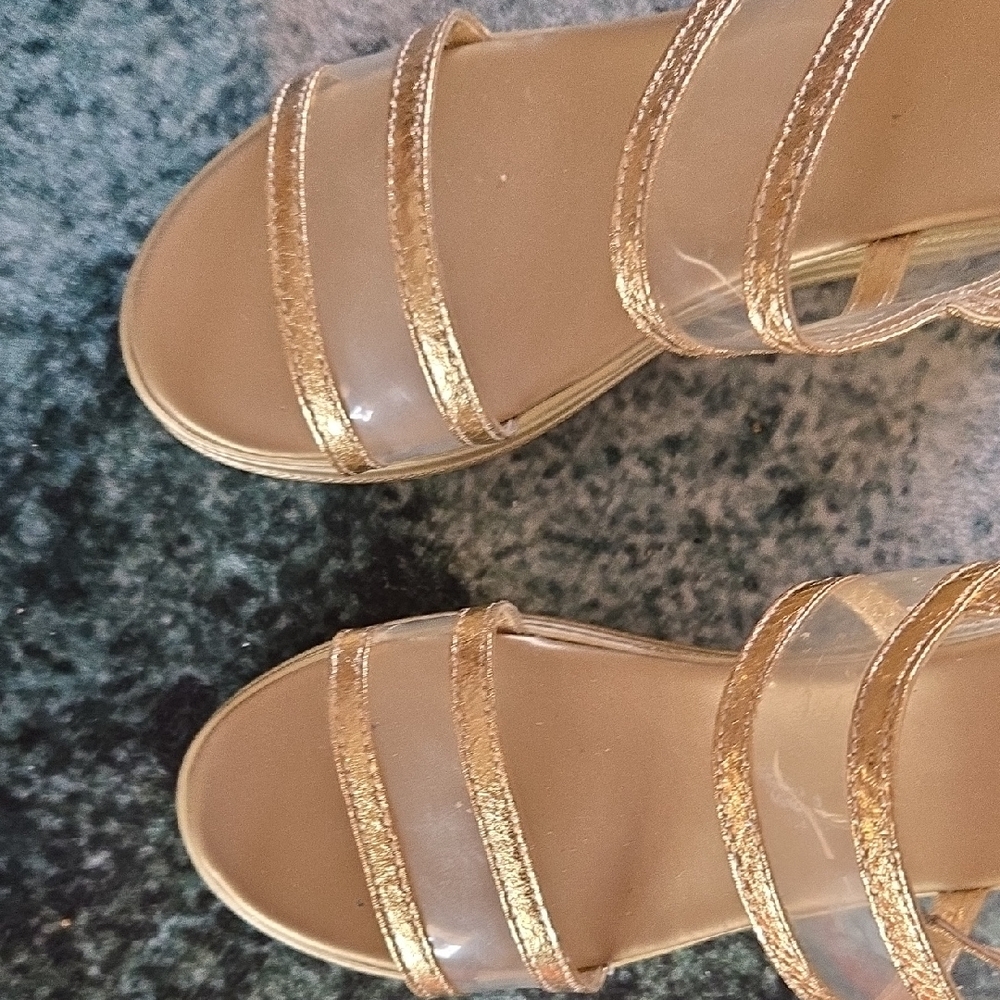 Gold Strappy Wedge Sandals 🤎PRE OWNED  SIZE 43 - Picture 3 of 9